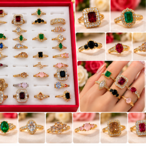 Title: Elegant Gold Crystal Rings Collection 💍✨