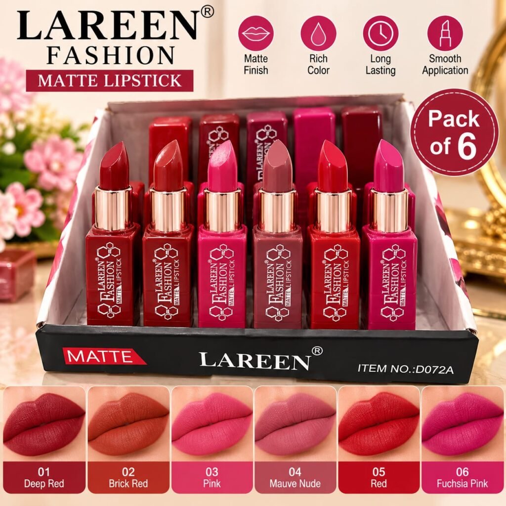 LAREEN Fashion Matte Lipstick – Pack of 6
