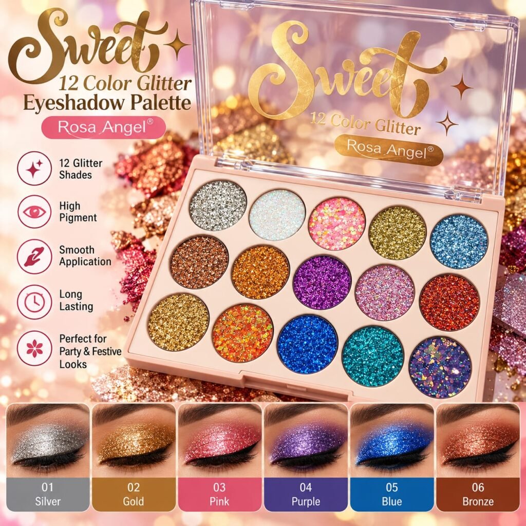 Rosa Angel Sweet 12-Color Glitter Eyeshadow Palette